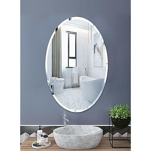 Oval Frameless Round Wall Mirror by DEENZ Cover