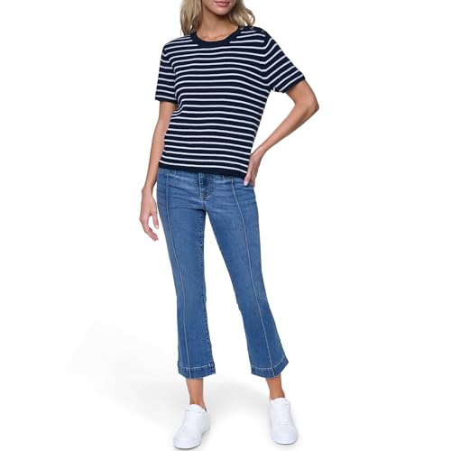 Image of Nautica Women's Crew Neck Solid Short Sleeve Sweater