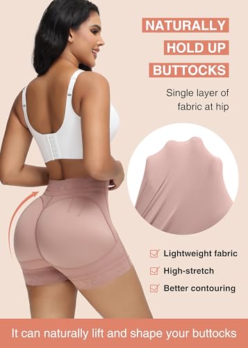 Image of SHAPSHE Butt Lifter Shapewear Shorts for Women, High-Waist Tummy Control | 4 Flexible Waist Stays | Silicone Waist & Leg Grips | Contoured Back Seams | Mesh Thigh Panels | Lace-Trimmed Leg Hem