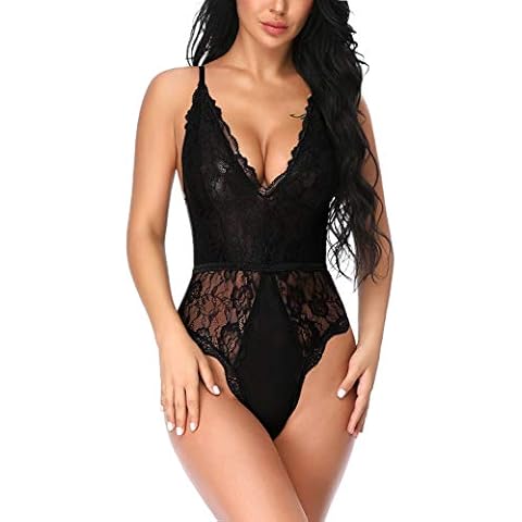 EVELIFE Women Lace Babydoll Teddy Bodysuit Cover