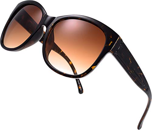 The Fresh Women's Oversized Square Jackie O Cat Eye Hybrid Butterfly Fashion Sunglasses - Exquisite Packaging (7192-Leopard Print, Gradient Brown)