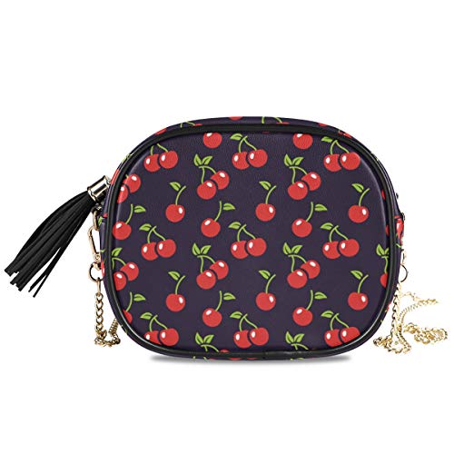 ALAZA PU Leather Small Crossbody Bag Purse Wallet Cherry Red Cell Phone Bags with Adjustable Chain Strap & Multi Pocket