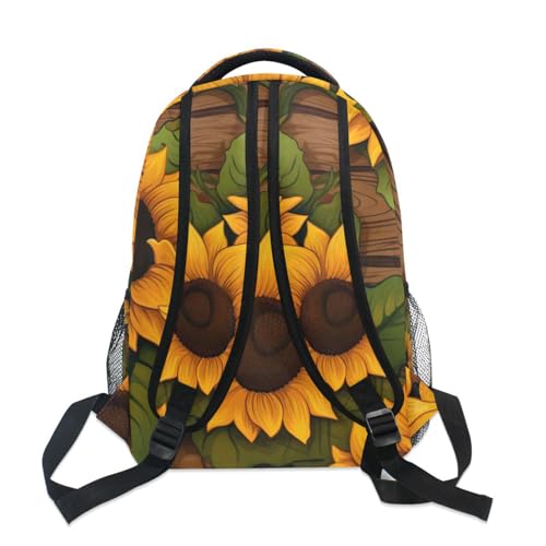 Sac à dos ordinateur portable bois de tournesol grand format imperméable multipoche