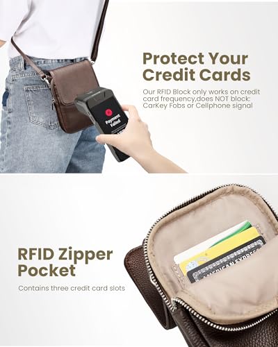 Image of befen Genuine Leather Crossbody Bags for Women, Cell Phone Cross body Purse Bag with RFID Blocking Card Slots