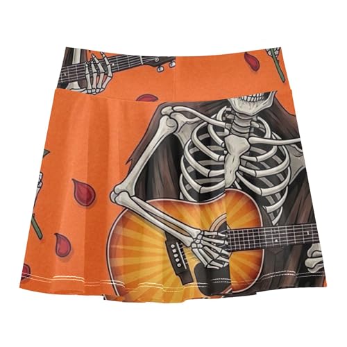 Athletic Shorts for Girls Skorts Skirts with Shorts Cartoon Butterfly Skirt Funny Skeleton Guitar Orange 3t2