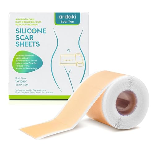 ARDAKI Silicone Scar Sheets,Silicone Scar Tape,Scar Tape For Surgical Scars,Silicone Scar Removal Strips For Surgical,C-Section,Tummy Tuck,Keloid Scars,Acne Scars, Reusable (1.6"X 60" Roll-1.5M)