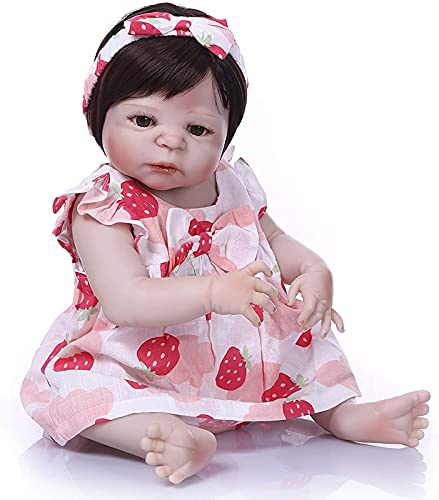MWKL 23 Zoll 57 cm Baby Mädchen Reborn Puppen Vollsilikon Körper Vinyl Real Life Reborn Puppe Kinder Geschenk… – Bild 5