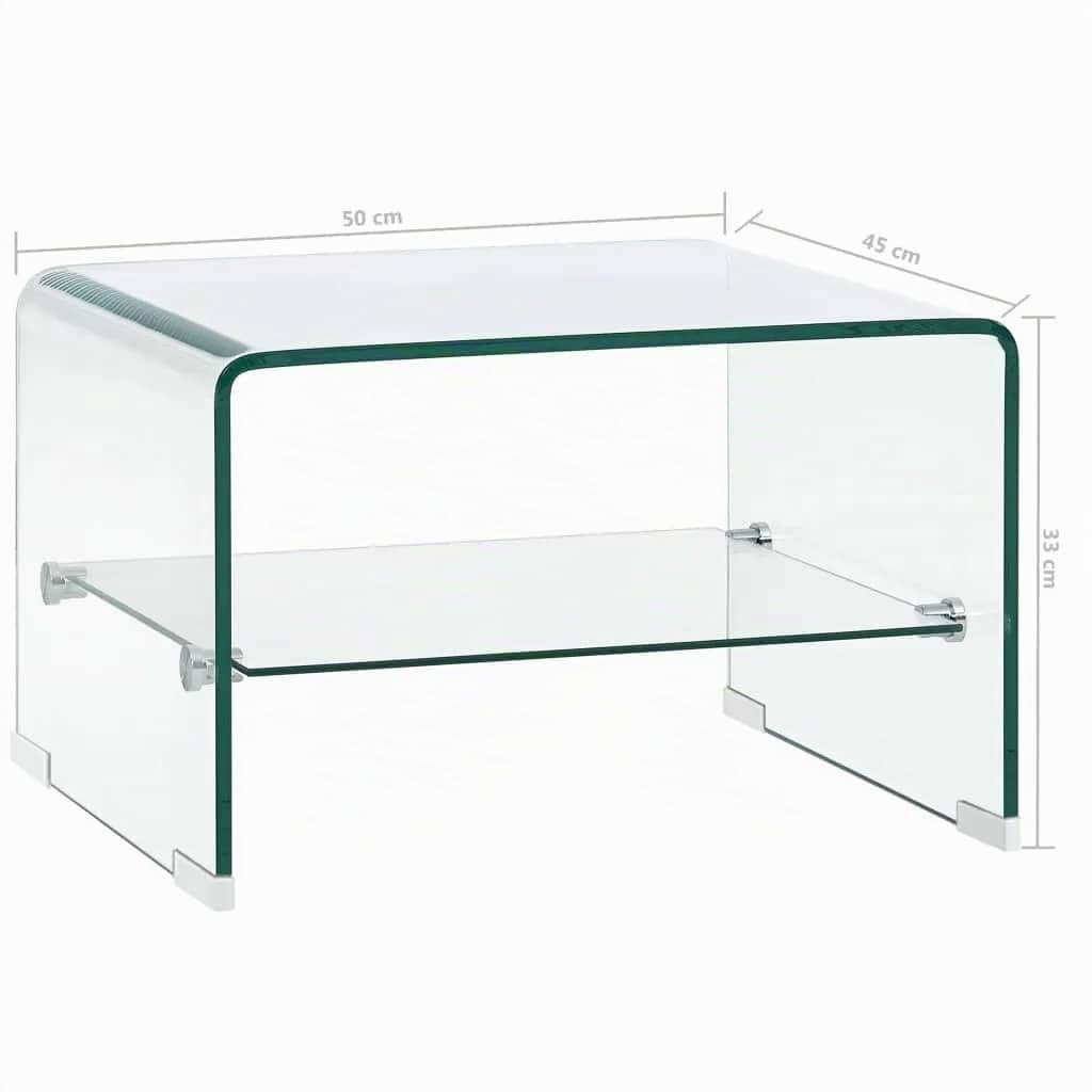 vidaXL Tavolino da caffè Elegante Pratico Decorativo Moderno Tavolo Basso da Salotto Trasparente 50x45x33cm in Vetro Temperato con Ripiano in MDF