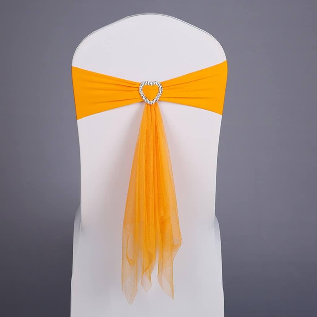 Chair Sashes for Wedding 10-50Pcs Classic Art Flower Net Gauze Decoration Chair Bands Birthday Party Heart-Shaped Buckle Strap (Color : A Size :30) (A *50)