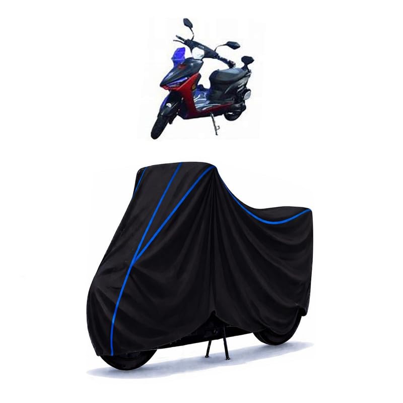 Image of Scooty Cover Water Resistant for Avan Trend E | Universal Scooter & Bike Cover | Heavy Duty UV Dust, Rain & Scratch Protection | Elastic Fit All Weather Indoor Outdoor | Black with Blue Piping