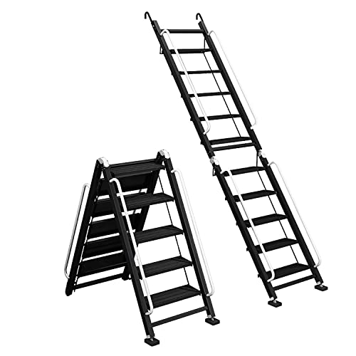 Escaleras plegables montadas en la pared con reposabrazos, escaleras grandes para ático, escalera de aleación de Al-Mg gruesa, escaleras de extensión de súper carga para exteriores/interiores