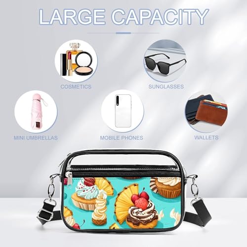 Colorful Cupcakes Cakes Women's Clear Crossbody Purse Bag Transparent Bags Pocket for Concerts Sports Festivals3