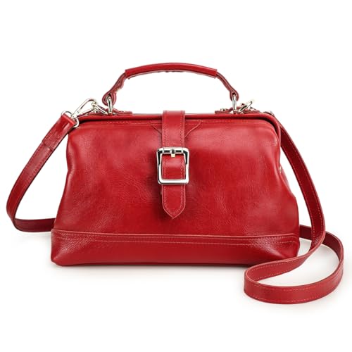 Image of CONTACTS Full Grain Leather Doctor Purse Bag for Women Top Handle Bag Vintage Handbag Shoulder Bag