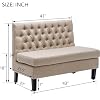 Modern Upholstered Settee with Back Small Loveseat Sofa Dining Bench Banquette Seating for Kitchen Dining Room Living Room Linen Button Tufted Mini Couch Khaki