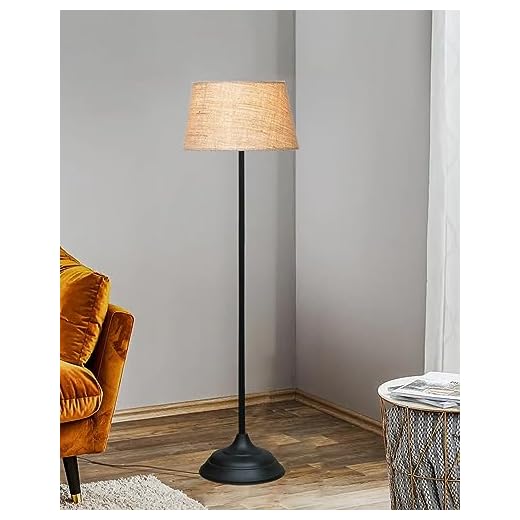 Homesake Floor Lamp, Lamp for Living Room, Lamp for Bedroom, Standing Lamp, Home Decor Items, Floor Lamps for Living Room Corner, Night Lamp for Bedroom, Light Lamp with Shade, Contemporary Metal - (Straight, Jute)