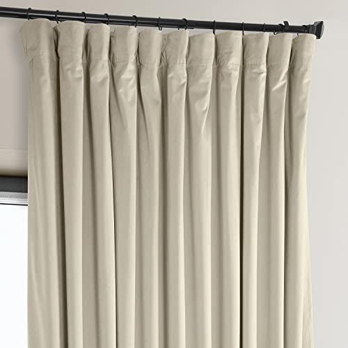 Image of HPD Half Price Drapes Signature Plush Extra Wide Velvet Blackout Curtains for Bedroom (1 Panel),100W X 96L Hotel Black Out Curtains for Living Room, Thermal Insulated Blackout Curtains,Angora Beige