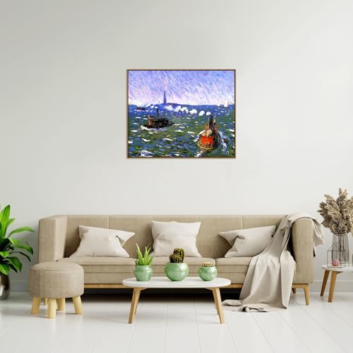 Tableau William Glackens Harbor cadre en bois décoration murale salon - 3