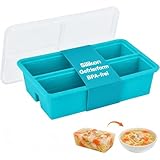 Defresit Contenitore in Silicone per Freezer – 4 Scomparti da 250 ml con Coperchio e Scala, Contenitore per Congelare Zuppe e Brodo, Meal Prep Silicone Freezer Container – Blu