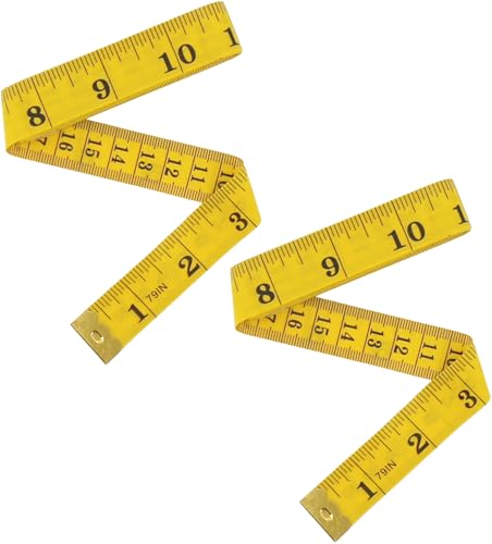 YBVABE 200cm Measuring Tape for Body, 2PCS Double Scale 80in Soft Tape Measure Body Sewing Flexible for Weight Loss Medical Body Measurement Sewing Tailor Craft Vinyl, Has inches Scale on Reverse Side