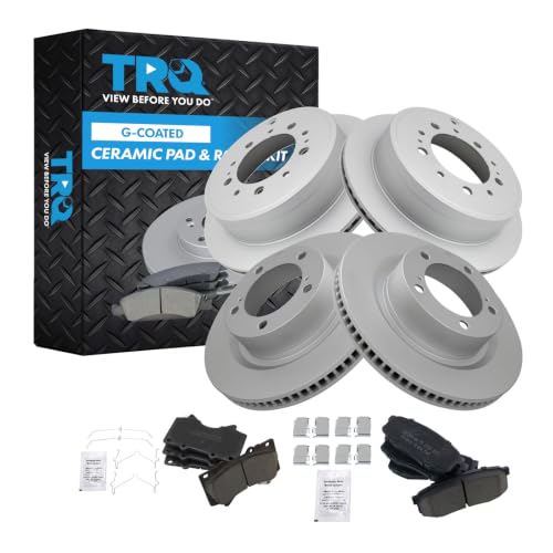 TRQ Front and Rear Brake Pad & Rotor Kit Ceramic Premium G-Coated (Option 2)