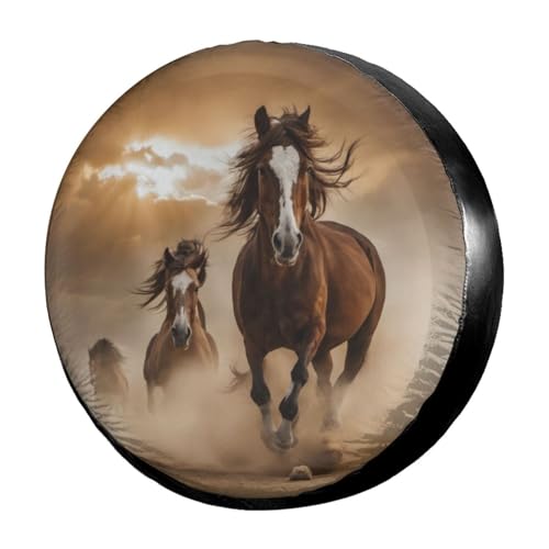 Image of Delerain Running Horse Spare Tire Cover Wheel Protectors Sun Protector Waterproof for Trailer RV SUV Truck and Many Vehicle(16 Inch for Diameter 29 inch-31 inch)