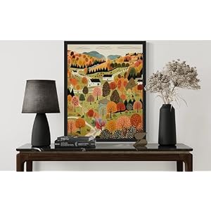 Fall Landscape Wall Art Poster Print, Scenery Landscape American Folk Art, Naive Painting Decor Gallery 31 (Fall Landscape, 8 x 10 inches, Unframed) Fall Landscape Wall Art Poster Print Scenery Landscape American Folk Art Naive Painting Decor Gallery 31 Fall Landscape 8 x 10 inches Unframed