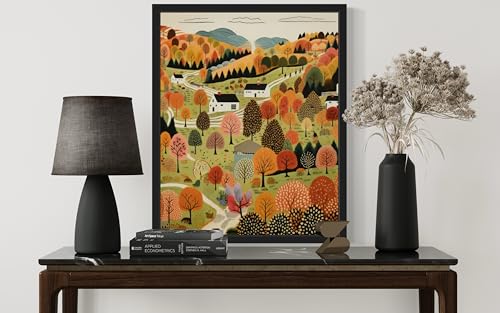 Fall-Landscape-Wall-Art-Poster-Print-Scenery-Landscape-American-Folk-Art-Naive-Painting-Decor-Gallery-31-Fall-Landscape-8-x-10-inches-Unframed Fall Landscape Wall Art Poster Print Scenery Landscape American Folk Art Naive Painting Decor Gallery 31 Fall Landscape 8 x 10 inches Unframed