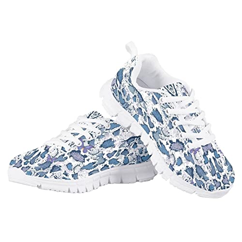 Stylish Print Soft Running Tennis Shoes for Kids Girls Lightweight Lace Up Nonslip Mesh Athletic Shoes4