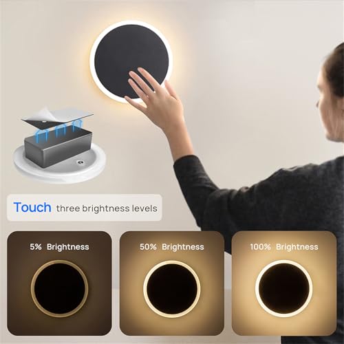 Aplique de pared táctil con batería recargable y luz blanca LED 7