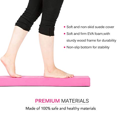 Zelus 8' Folding Gymnastics Balance Beam, Floor Balance Beam W/Carry Handles Anti-Slip Base, Beginners & Professional Gymnasts (8 Ft, Pink) #TOP5