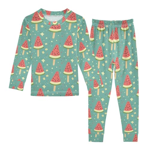 ALAZA Watermelon Cartoon Stylish Pajamas Long Sleeve Sleepwear 2-Piece Pajama Set