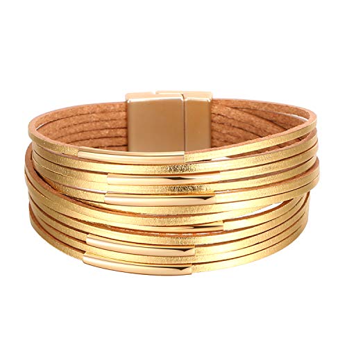 Fesciory Leather Wrap Bracelets For Women, Boho Leopard Multi-Layer Crystal Beads Cuff Bracelet Jewelry #TOP2