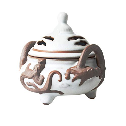 Hwagui 仏具 香炉 三ツ足型 癒し香炉 専用の香台 陶磁器 直径10.5cm