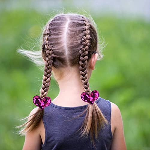 inSowni 30 Pack/15 works Glitter Sequin Heart Star Hair Ties Scrunchies Elastics Pigtail Ponytail Holders Hair Bows Rubber Bands Hair Ropes with Charms Accessories for Baby Girls Infants Toddlers Kids - Image 4