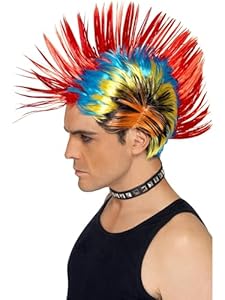 Perruque Punk Mohawk Multicolore Halloween Carnaval Smiffys