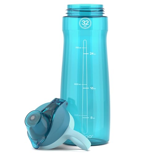 Image of Pogo BPA-Free Plastic Water Bottle with Chug Lid, Blue Atoll, 32 oz.