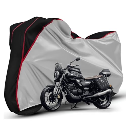 Image of Waterproof Bike Body Cover Compatible with Tvs Rohin Dustproof Scratchproof - Motorcycle Cover for Two Wheeler, Outdoor Full Cover with UV, Duty, Rain Protection (Silver Top Black) R1