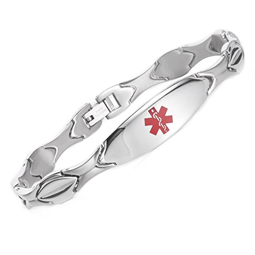 linnalove Free Engraving Stainless Steel Medical id Bracelet for Women(6.5)
