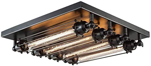Raelf 4 Retro Lumières de Plafond industriels, Fer Noir Rétro essai Lumières de Plafond Tube, Chambre Salon Cuisine Île Lustre, Lustre Oliban, 4 Ampoules, E27, LED, 4W, T 300, Ampoule Edison