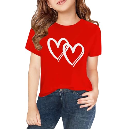 Boxy T Shirts for Girls Spring Summer and Autumn Children's Boys and Girls 2D Personalized Boxy T (Red, 10-11Years)