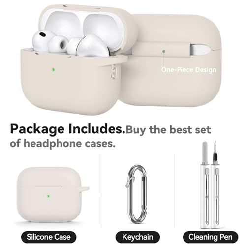 Image of Ljusmicker for AirPods Pro 3 Case 2025 with Cleaner Kit,Soft Silicone Protective Cover for Apple AirPods Pro 3rd Generation Cases for Women Men,for AirPod Pro 3 Cover with Keychain-Stone