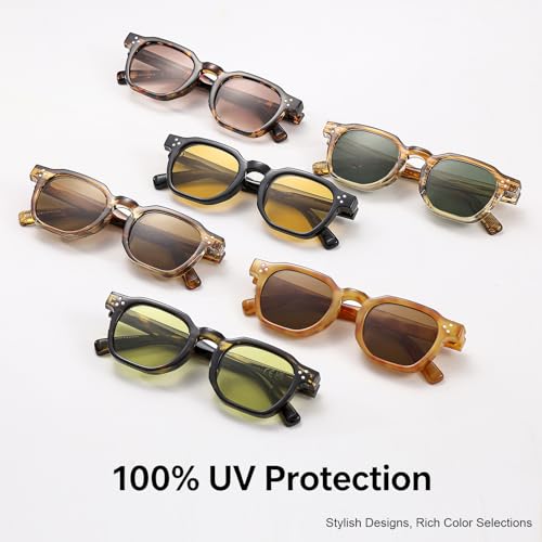 Image of Gleyemor Stylish Retro Sunglasses for Men Women Fashion Vintage Square Sunglasses UV400 Protection Shades