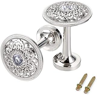 BSTKEY A Pair of Decorative Curtain Holder with Hollow Pattern - Metal Hollow-Carved Design Curtain Drapery Hook Tieback Holdback, Home House Decoration (Silver)