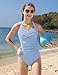 SEYOUAG Girls Bathing Suits Size 10-12 Criss Cross Fashion Color Halter Neck Girls Swimsuit One Piece Blue