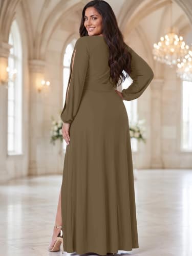 Image of KOH KOH Womens Long Sleeve Sexy Slit Photoshoot Evening Fall Maxi Dress