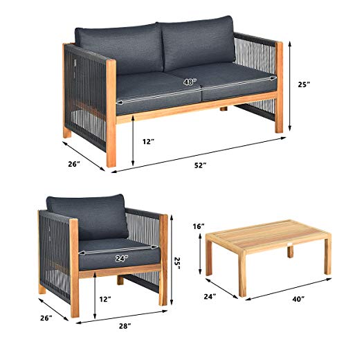Tangkula-Outdoor-Wood-Furniture-Set-Acacia-Wood-Frame-2-Loveseat-Sofa-4-Single-Chairs-and-2-Coffee-Table-8-Pieces-Conversation-Set-with-Cushions-Garden-Balcony-Poolside-Outdoor-Living-Set2-Grey Tangkula Outdoor Wood Furniture Set Acacia Wood Frame 2 Loveseat Sofa 4 Single Chairs and 2 Coffee Table 8 Pieces Conversation Set with Cushions Garden Balcony Poolside Outdoor Living Set2 Grey