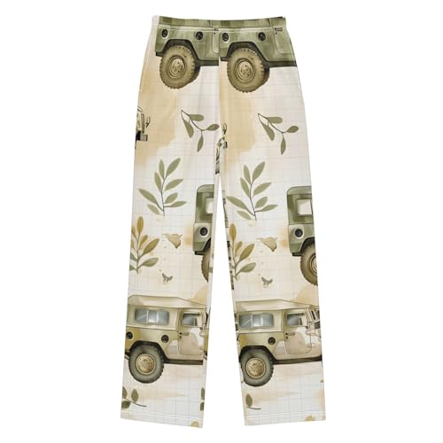 senya Pajama Pants Green Jeeps Leaves Long Sleep Pants Elastic Waist Pajama Bottoms Lounge Pants-S