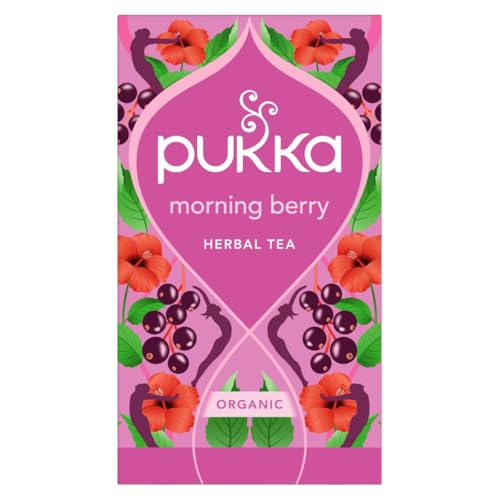 Pukka Tisane, Morning Berry, Tisana Biologica ai Frutti Rossi e Ibisco, Senza Caffeina, Ingredienti 100% Naturali, Per il risveglio e per iniziare al meglio la giornata, 20 Filtri