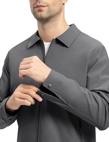 Tbmpoy Men'S Lightweight Jackets Casual Windbreaker Stylish Light Fall Golf Full Zip Up Work Dress Business Deep Gray L thumb #3