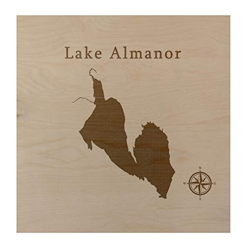 Lake Almanor Map 12x12" Birch Wood Wall Art Office Decor
